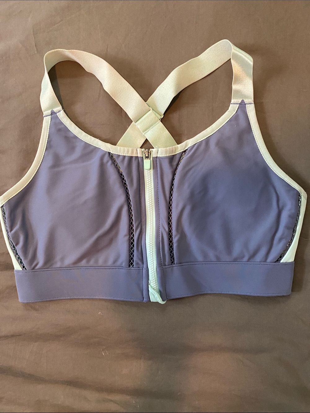 Fabletics Front-Zip Dusty Blue Sportsbra